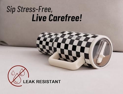 DLOCCOLD 40 oz Tumbler with Handle & Flip Straw, Car Cup Holder Friendly, Leak Resistant Water Bottle, Reusable Insulated Modern Stainless Steel Tumbler, Gifts for Women & Men - Thumbnail 4