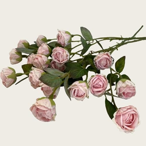 TransBloom Aartificial Flowers Rose 3pcs 18 Head Mini Multi-Head Fake Rose for Wedding Party,Centerpieces Floral Arrangements Tables Home Decoration (Pink) - Image 1