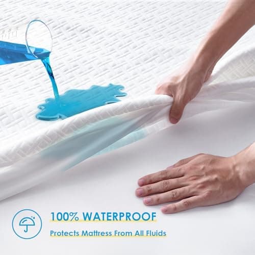 Cozymaker Queen Size 100% Waterproof Mattress Protector, Cooling Mattress Cover Fitted 8-21" Deep Pocket, 3D Air Fabric Soft Breathable Bed Mattress Pad Cover Noiseless Washable - Thumbnail 3