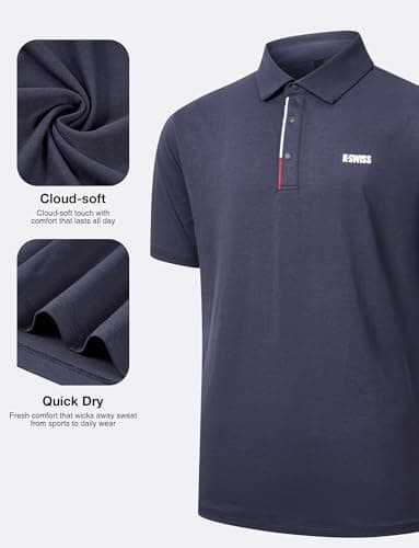 K-Swiss Men's Heritage Suit Collar Polo, Golf Polo Shirts for Men, Casual Short Sleeve Dress Shirt for Work Business, Purple 2XL - Thumbnail 6