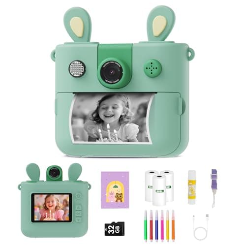 ORGSTA Kids Instant Print Camera for Boys and Girls 1080P HD Toddler Digital Camera with 3 Rolls Print Paper&32G Card, Christmas Birthday Gift Toys for Age 3-16 Kids Portable Travel Digital Camera Toy
