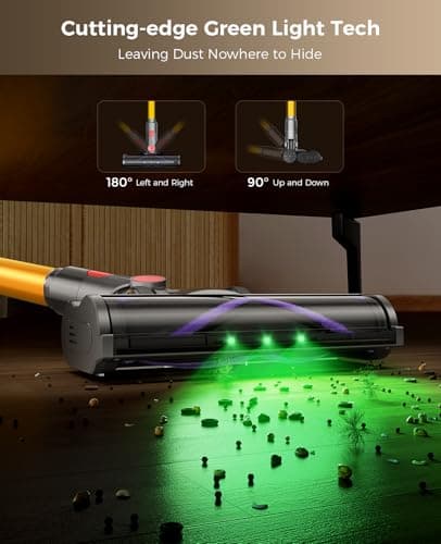 SVHT Cordless Vacuum Cleaner, 450W 40KPA Vacuum Cleaners for Home, 45Mins Lightweight Stick Vacuum with Advanced Green Light Tech, Rechargeable Battery Vacuum for Carpet,Pet Hair,Hardwood Floor - Thumbnail 4