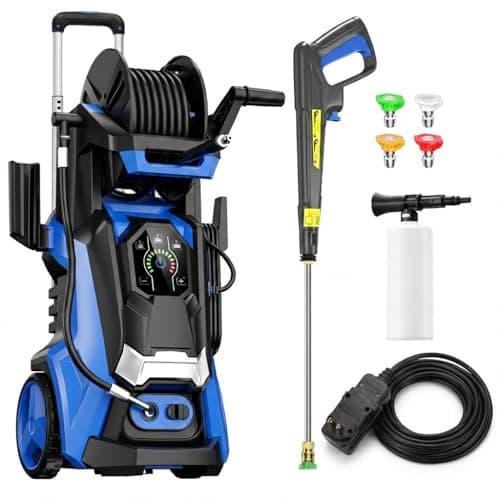 Pressure Washer Power Washer with 4 Quick-Connect Nozzles 25FT Inlet Hose & Filter Foam Cannon for Driveway Vehicle Patio Home Outdoor​ - Image 1