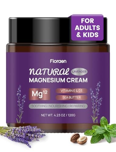 Fioraen Magnesium Lotion for Sleep, Magnesium Cream(300mg/tsp) for Muscle Relief, Magnesium Butter for Deep Hydration with Lavender Oil, Shea Butter, Vitamins E & D3, Gentle for Kid - Image 1