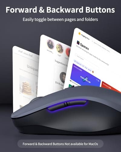 WL300 Bluetooth Mouse Silent Wireless Mice, Quiet Click, Cordless Computer Mouse with 6 Buttons, Sculpted Grip, Adjustable DPI for Laptop, PC, Mac, 18-Month Battery Life for Work or Travel ( Grey) - Thumbnail 5