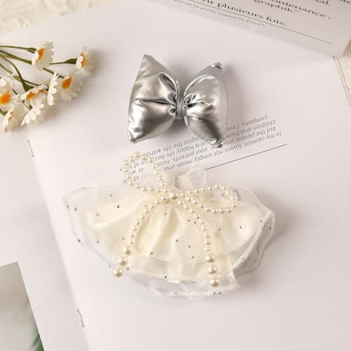 Clothes for 15-17cm Doll, Skirt Set for Dolls, 1 Piece Skirt Outfit Premium Fashion Cute Dress for 15-17cm Dolls Accessories (NO Doll) (Silver Bow Suit) - Thumbnail 3