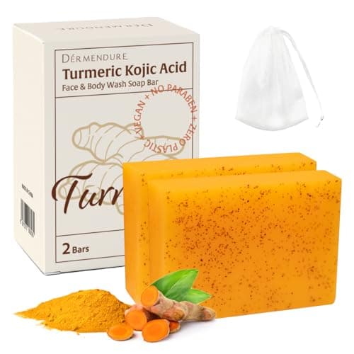 Turmeric Kojic Acid Soap – Hand-made Soap, Cold Process, Dark Spot Remover for Face & Body, Skin Brightening, Even Tone, By Vitamin C, Retinol, Vitamin E, Shea Butter & Hyaluronic Acid – 2 Bars - Image 1