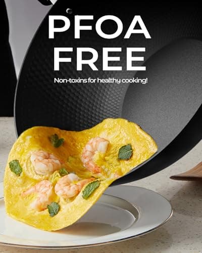 Armorbear Carbon Steel Wok Pan, Tripole Nitrided Pre-Seasoned Flat Bottom Woks & Stir-Fry Pans Nonstick, Chinese Wok with Glass Lid for All Stovetops, Gift for Chef - 11.8 Inch - Thumbnail 3
