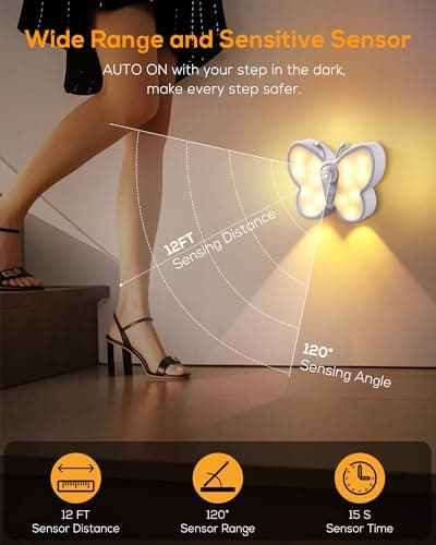 30LED Motion Sensor Light Indoor - 2 Pack Magnetic Rechargeable Night Light with 1-80LM Adjustable Brightness, 3 Modes Motion Activated Light with 3000K/6000K Warm White for Bedroom, Wall, Stairs - Thumbnail 3