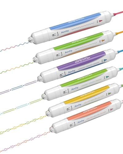 AECHY 6PCS Dual Color Highlighter Pens - 1 Stroke 2 Colors! Dual Tip Pens with 3 Curve Shapes & 6 Vibrant Colors for Note Taking, Underlining, Journaling, No Bleed Acid-Free Ink, for School,Office,Art