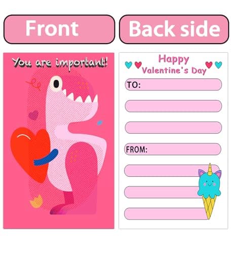 HSHFAMIIY Valentines Day Cards for Kids School, 24 Sheets Valentines Cards for Kids Classroom, Valentine's Day Gifts for Kids, Exchange Kids Gifts for School - Thumbnail 2