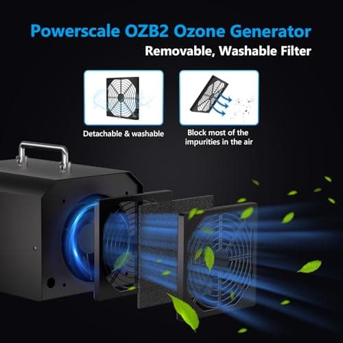 Powerscale Commercial Ozone Generator 150,000mg/h O3 Intelligent Control Industrial Ozone Machine Odor Removal Air Purifier Sterilization Large Homes Offices Ozone Odor Eliminator 16,000sq.ft. Black - Thumbnail 5