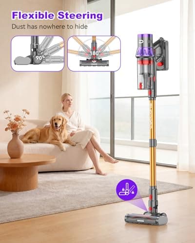 Dsoope YU7 Max Cordless Vacuum Cleaner 600W 70Min 55kPa Powerful Suction Stick Vacuum, Anti-Tangle, Touch Screen, Self-Standing Lightweight Wireless Vac for Home Pet Hair Carpet Hard Floors - Thumbnail 6