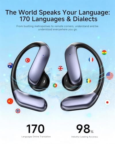 SONQI AI Translation Earbuds: 170 Languages & 0.45s Instant Real-Time Translator, Smart AI Headphones with Meeting Notes & Transcription, Bluetooth 6.0 & ENC, Audífonos Traductores - Thumbnail 2