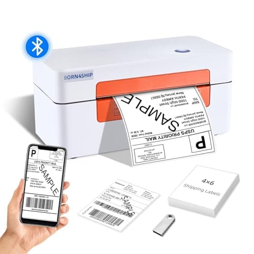 BORN4SHIP Bluetooth Shipping Label Printer, 4x6 Thermal Printer for Shipping Packages, for Small Business, Widely Used for Amazon, iPhone, Android, iPad, Windows, macOS (Orange)