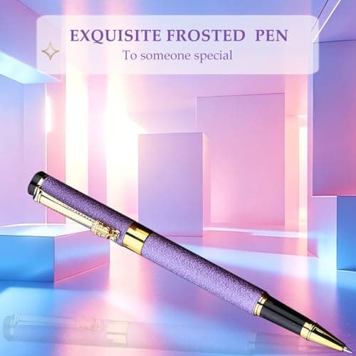 ZJEOSO Luxury Rollerball Pen | Fancy Writing Pen with Black Lacquer & Real Gold Plating | Executive Office Pen, Premium Gift Set for Men & Women | Nice Pens for Writing & Professional Use (Purple) - Thumbnail 5