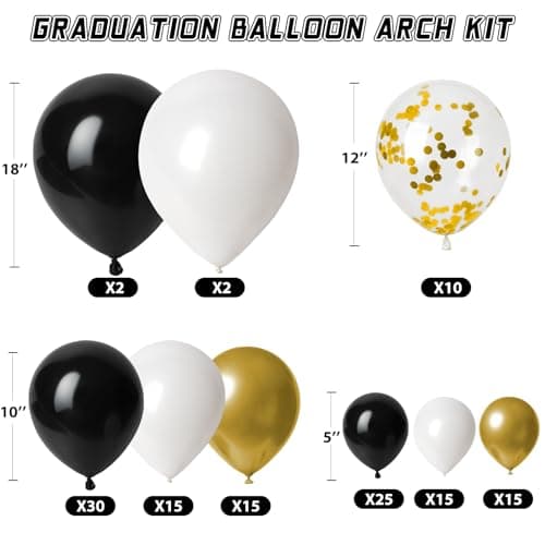 Graduation Decorations 2026 Graduation Party Decorations Set of 4 Boxes with 129pcs Balloons Arch Garland Kit Party Supplies for Any Grades Black - Thumbnail 3