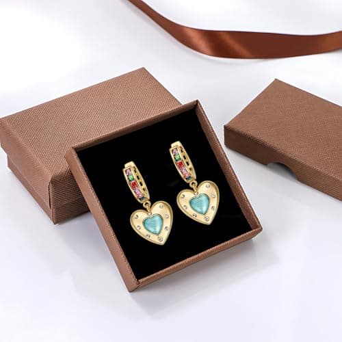 Valentines Day Gifts for Her,Heart Earrings for Women/GF,March Birthstone Earrings,Valentine's Gifts for Mom/Daughter (golden) - Thumbnail 3