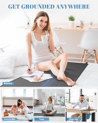 Astarexin Grounding Mat for Bed – Improve Sleep, Boost Energy, Relieve Stress & Pain | Non-Slip PU Leather | Includes Grounding Cord & Tester | Indoor Use | King Size (27'' × 78'') - Thumbnail 6