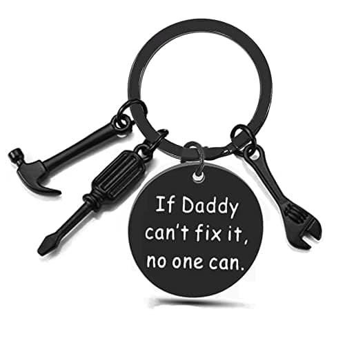Ediseng Personalized Dad Christmas Gifts from Daughter Son,Cool Black Keychain for Men,Funny Stocking Stuffers for Dad/Husband/StepDad,Custom Keychain for Papa - Image 1