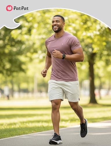 PATPAT Workout Shirts for Men Athletic Running Shirts Gym Quick Dry Short Sleeve Performance Moisture Wicking T Shirt, Red Brown, XXL - Thumbnail 2