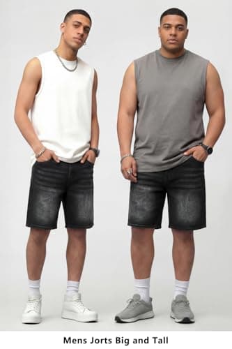 Heyfanee Mens Baggy Jean Shorts, Jorts Men Casual Denim Shorts for Men Black 34 - Thumbnail 5