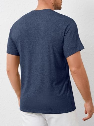 ZDC Mens Short Sleeve Shirts Summer Casual Crew Neck T Shirts Classic Basic Tee Navy Blue - Thumbnail 2