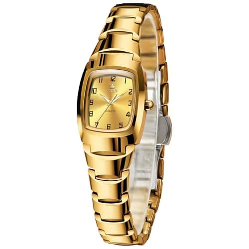 OLEVS Gold Watches for Women Luxury Vintage Square Small Women's Watches Waterproof Stainless Steel Dainty Ladies Watch Fashion Dress Simple Analog Quartz Rectangular Wrist Watch Reloj para Mujer - Image 1