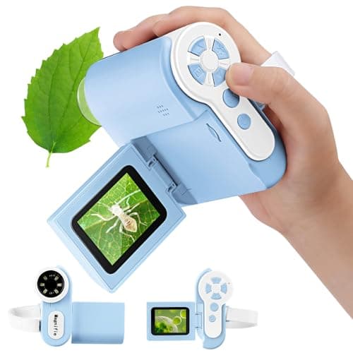 Barchrons 1000X Microscope for Kids 8-12, 4K HD Screen with 6 LED Lights, Portable Microscope for Outdoor STEM Learning, Rechargeable Science Kit, Birthday Easter Gifts for Kids - Image 1