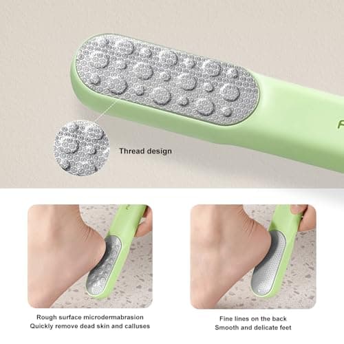 VISDOLL Double-Sided Stainless Steel Foot File, Foot Callus Remover & Foot Scrubber, Professional Pedicure Tool for Dry & Wet Feet, Safe Hard Skin Remover for Sensitive Feet, Green (Ergonomic Grip) - Thumbnail 3