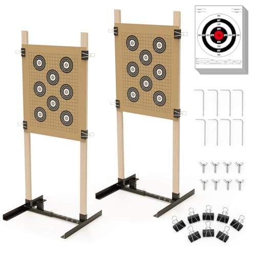 KNINE OUTDOORS Shooting Target Stand for Outdoors, Durable Paper Target Holder with Stable Adjustable Base for Paper Shooting Targets Cardboard Silhouette, H Shape, USPSA/IPSC, IDPA Practice, 2 Pack - Image 1