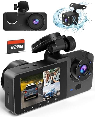 Dash Camera for Cars,4K Full UHD Car Camera Front Rear with 32GB Card,Built-in Super Night Vision,2.0'' IPS Screen,170°Wide Angle,WDR, 24H Parking Mode, Loop Recording. - Image 1