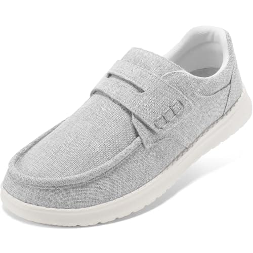 STQ Slip on Wide Fit Canvas Penny Loafers for Women Plantar Fasciitis Relief with Arch Support Iron Grey Size 7.5 - Image 1