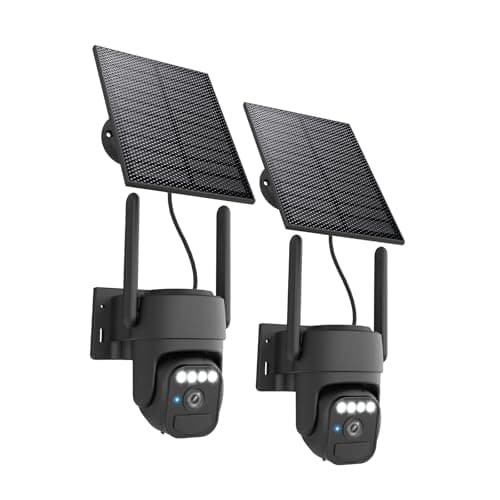 3-Link Solar Security Cameras Wireless Outdoor 2 Packs, Color Night Vision, SD/Cloud Storage, 2-Way Talk, 2.4GHz WiFi, IP65 Waterproof, 360° View - Image 1