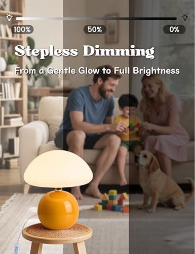 Joyzy Mushroom Table Lamp for Bedroom Light, Desk Bedside Small Lamps for Living Room Night Stands, Mushroom Lighting Decor Cute Led Modern, Unique Aesthetic Home Living Room - Thumbnail 3