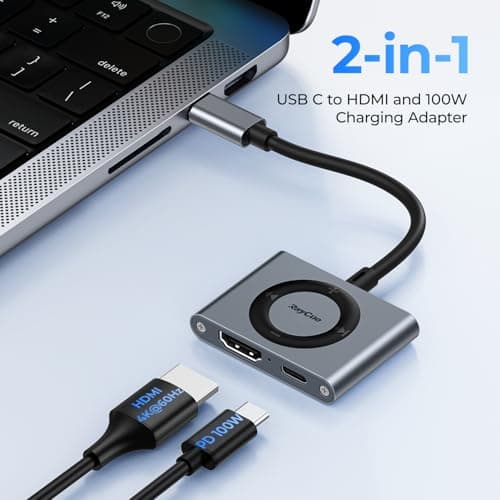 RayCue 2-in-1 USB C Hub, USB C to HDMI Adapter with HDMI 4K@60Hz & 100W PD Charging - Adapter for Laptop, MacBook, IPad (USB-C), iPhone 15/16, Tablets, Switch - Thumbnail 2