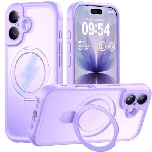 MOCCA Design for iPhone 17 Case, Compatible with Magsafe [Premium Invisible Magnetic Ring Stand] [Military Drop Protection] Full Camera Guard Translucent Matte Slim Phone Cover 6.3",Light Purple - Image 1