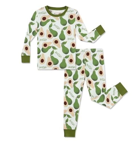 NewSeed So Soft Kids 2-Piece Viscose from Bamboo Outfit Set, Long Sleeve Top & Leggings, Cozy Base Layer for Boys & Girls (Avocado, 7-8Y) - Image 1