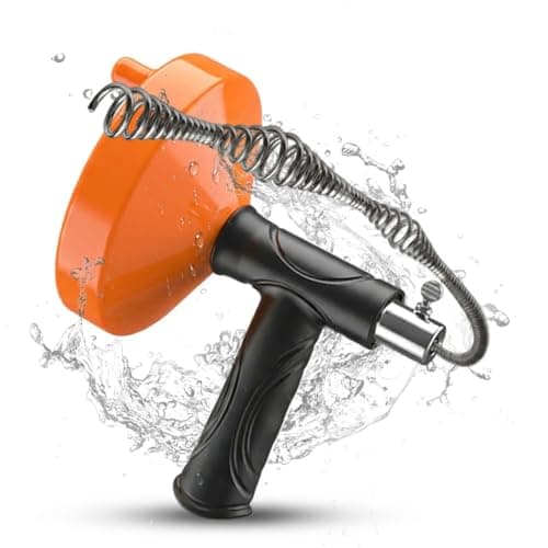 Drain Snake Auger (33 Feet), Plumbing Snake Drain Hair Clog Removal Tool, Sink Unclogger Drain Cleaner Tool for Bathroom Kitchen Tub Shower with Gloves - Image 1