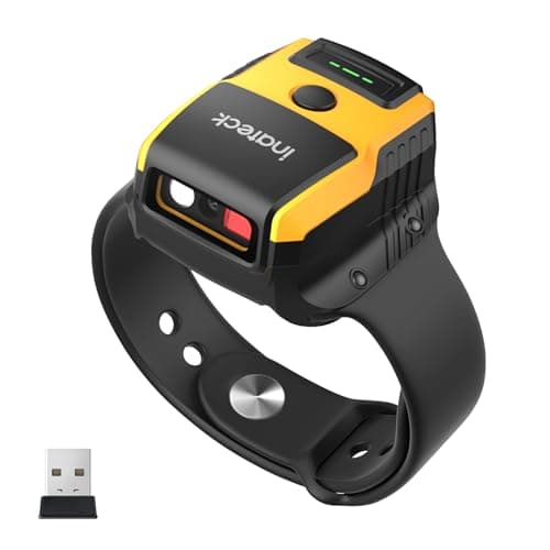 Inateck Wearable 2D Barcode Scanner, Hands-Free Watch QR Reader with Voice Control, 1MP CMOS, Bluetooth 5.3 & 2.4G Wireless, 10° Ergonomic Tilt for Inventory Sorting, 60g Lightweight
