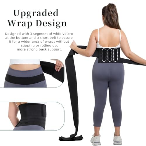LoyMoo Waist Trainer for Women Plus Size 2025 Upgrade Adjust Stomach Bandage Wrap Waist Band Long Torso Tummy Wraps Belly Body Shaper Waist Trimmer Belt 14.7 FT Black - Thumbnail 2