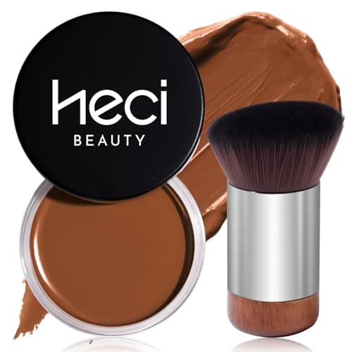 HECI BEAUTY Cream Bronzer with Brush, Creamy & Highly Pigmented Formula, Blendable Cream Contour Makeup with a Natural, Matte Finish - Buildable Formula for Shimmer-Free, Tan, 0.7 Oz - Image 1