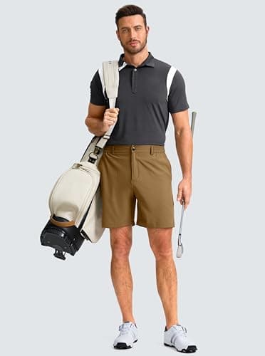 G Gradual Men's Casual Shorts 7" Lightweight Golf Shorts for Men Stretch with 3 Pockets Quick Dry Breathable Work Shorts Brown - Thumbnail 6