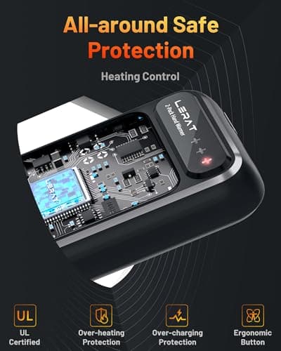 Lerat Hand Warmers Rechargeable 2 Pack, Electric Hand Warmer, Fast Heating Portable Pocket Heaters, 2 in 1 Quick Charge Hand Warmer for Outdoor Indoor, Warmer Gifts for Women, Men, Camping-Light Black - Thumbnail 4