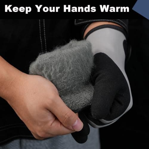 100% Waterproof Gloves for Men & Women,Winter Work Gloves for Cold Weather,Waterproof Work Gloves with Grip,Winter Freezer Gloves for Working,Gardening, Fishing, Construction Worker (Grey,Medium) - Thumbnail 4