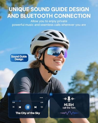 NICKLUC Bluetooth Sunglasses for Men & Women,UV400 Polarized Sports Glasses with HD Open-Ear Speakers,Voice Assistant and Detachable Sound Tubes for Cycling Golf Running Driving - Thumbnail 2