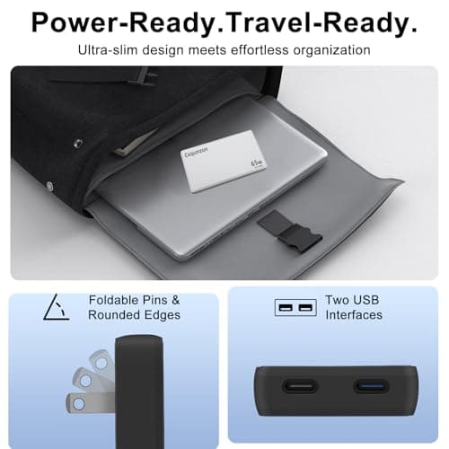 65W USB C Charger Flat, Slim GaN Compact Fast PPS Wall Charger for Nintendo Switch 2,Steam Deck, ROG Ally,iPhone 17/16/15/14, MacBook Air, iPad Pro (White(2xUSBC)) - Thumbnail 4