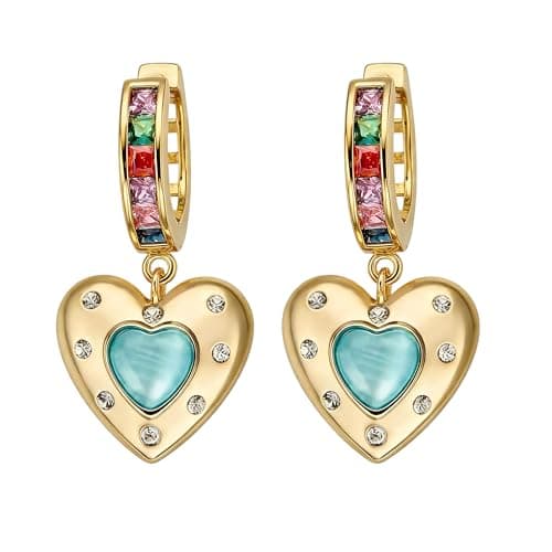 Valentines Day Gifts for Her,Heart Earrings for Women/GF,March Birthstone Earrings,Valentine's Gifts for Mom/Daughter (golden) - Image 1