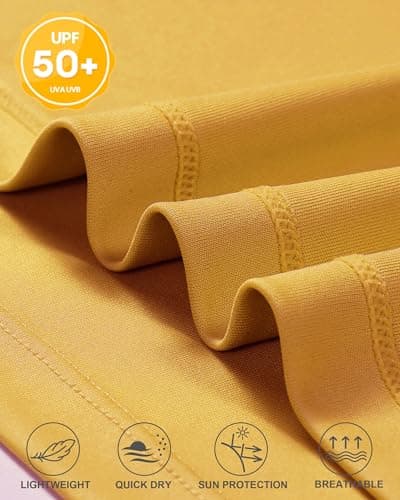 isnowood Sun Protection Shirts for Men, UPF 50+ Long Sleeve, UV Quick Dry Rash Guard Swim Shirt for Fishing Hiking Running Yellow - Thumbnail 4