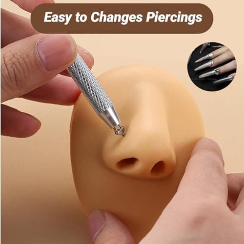 Piercing Ball Grabber Tool for Changing Jewelry,14G 16G 18G 20G Stainless Steel Piercing Tapers with Threaded & Threadless Insertion Pins for Ear/Nose/Cartilage/Dermal/Septum, Eyebrow/Tongue - Thumbnail 6